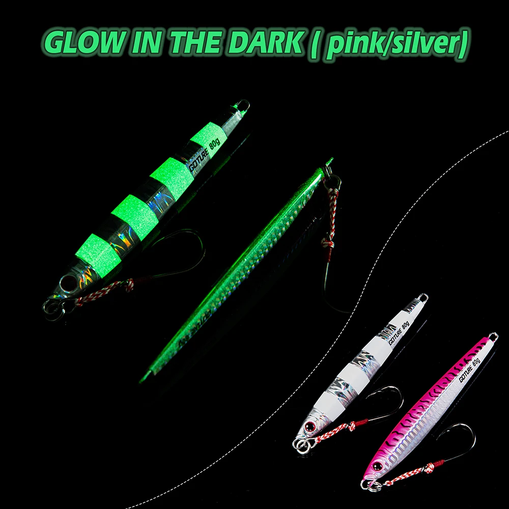 Goture-Plantilla de Metal luminoso para pesca en aguas profundas, señuelo de lápiz, aparejos de pesca de hundimiento rápido, 60g, 80g, 100g, 150g - imagen 4
