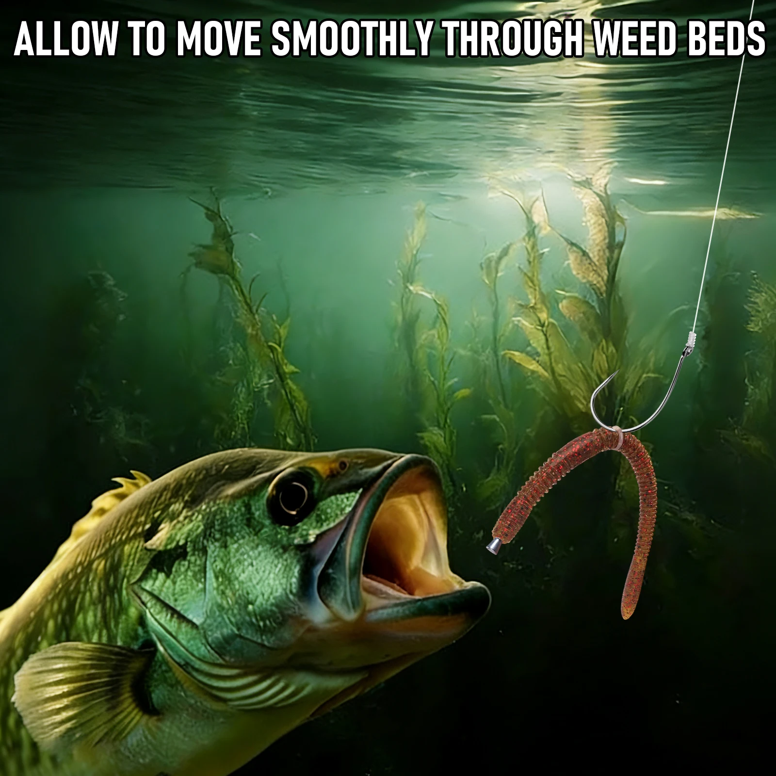 50 unids/caja anzuelo de aparejo loco, anzuelo de aparejo de tiro, anzuelo de pesca de lubina, anzuelo de gusano con púas para aparejo Neko, lubina, agua dulce y salada - imagen 3