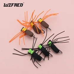 6 piezas # Señuelo de pesca con mosca con indicador de escarabajo de espuma, 10 anzuelos, moscas secas terrestres negras y naranjas para pesca de trucha, pez amarillo, lubina y carpa