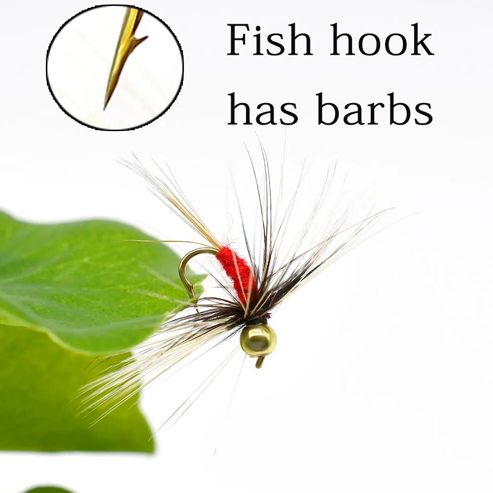 MNFT 10PCS 14 #   Cobre Beadhead trucha ninfa cuerpo rojo pesca moscas cebo Artificial - imagen 5