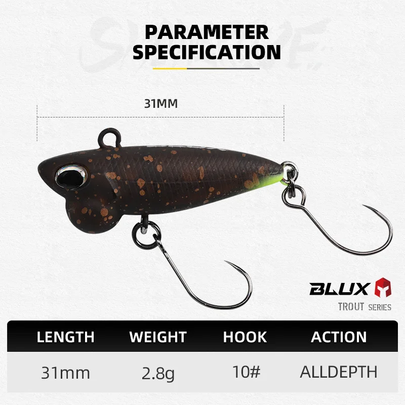 BLUX Shineride Nano 31mm 2,8g tapón de hundimiento sin labios señuelo de pesca Crankbait flujo área truchas dardos cebo Artificial de plástico aparejos - imagen 2
