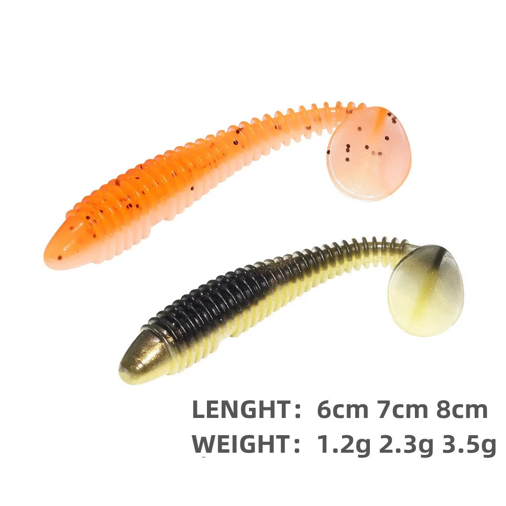 Señuelos de pesca de silicona suave ILURE 20 con cola en espiral y cebo Artificial de cola en T 6cm7cm8cm Wobbler accesorios de pesca de trucha - imagen 2