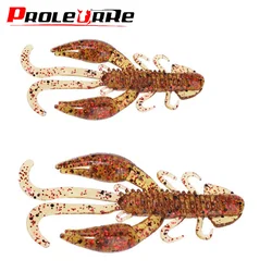 10 unids/lote Jig Wobbler gusano de silicona cebo suave 5cm 7cm señuelo de pesca de cangrejo olor de camarones giratorio Twintails lubina para carpa