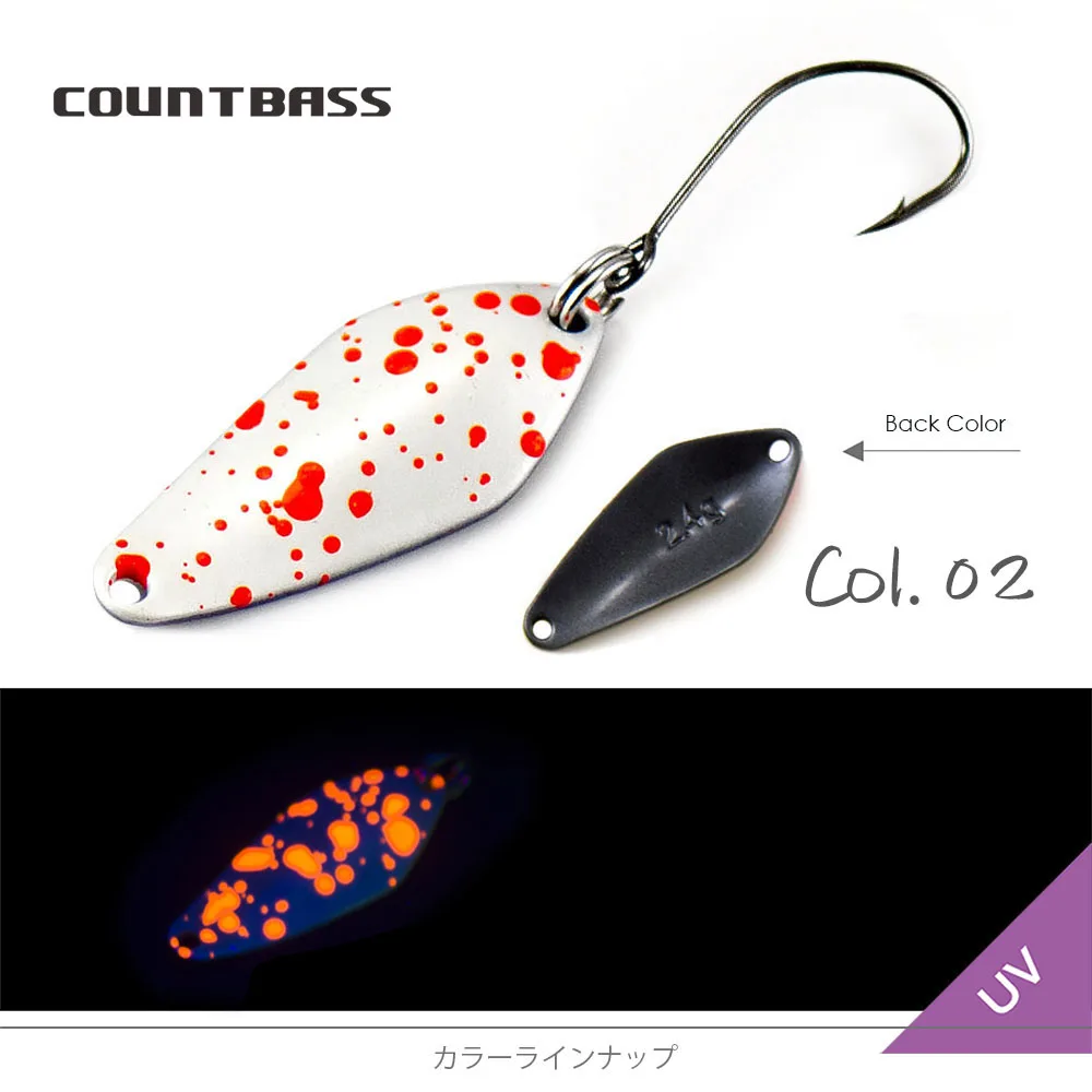 Cucharas de pesca de trucha COUNTBASS, 2,4g, 3/32oz, señuelo de Metal fundido para salmón, lubina, Lucio, cebo de Metal de latón - imagen 4