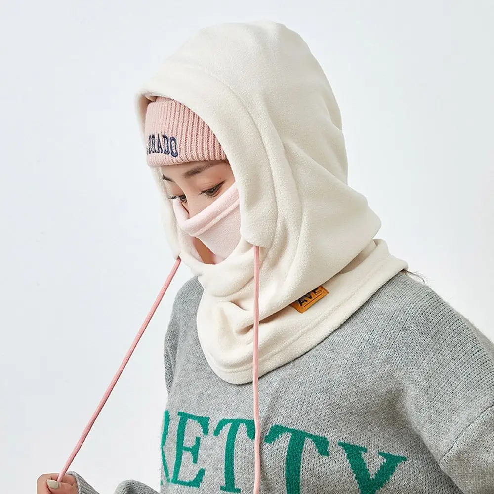 Gorros de felpa informales, gorro grueso con calentador de cuello, gorro con protección para los oídos, a prueba de viento, para mantener el calor, conjunto de bufanda para exteriores - imagen 4