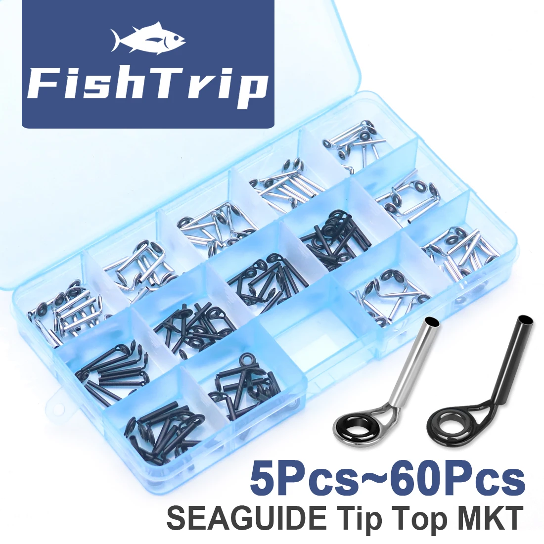 FishTrip Kit de reparación de punta de caña de pescar, punta de anillo central súper pequeña, Superior MKT para caña fina, caña rocosa, caña de mosca de agua dulce y salada - imagen 2