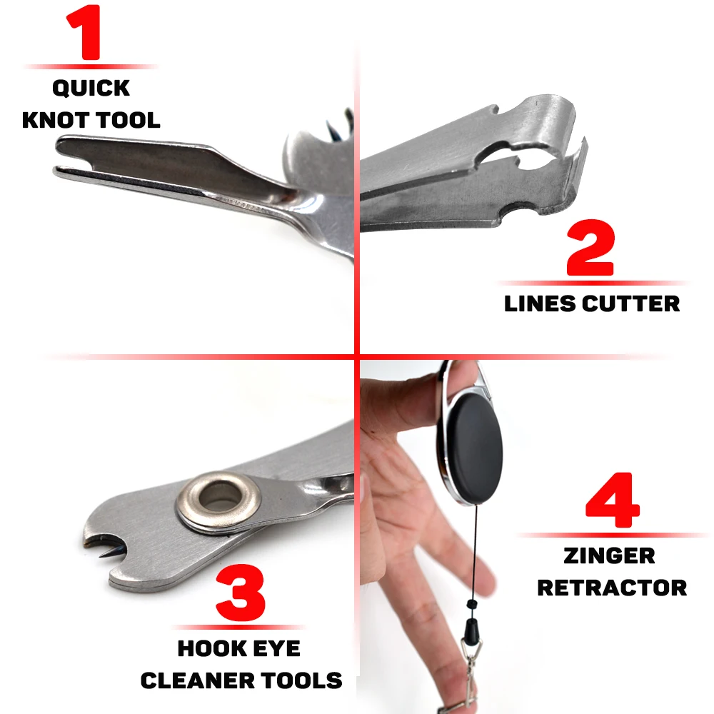 MNFT Fly Line Clippers Herramienta rápida para atar nudos de uñas Tyer y cortaúñas Pinza con retractor Zinger - imagen 4