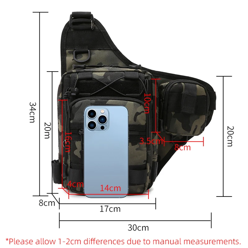 Bolsa cruzada de pesca para hombre, riñonera de almacenamiento de aparejos, bolsas de pecho deportivas, múltiples bolsillos, viaje, escalada, Camping, bolso táctico - imagen 4