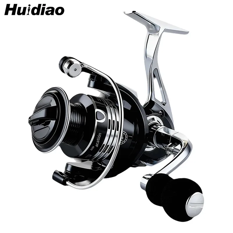 Huidiao carrete de pesca giratorio Ultra resistente serie 1000-7000 carrete de Metal/mango/pie 22lb arrastre máximo 4 + 1BB juego cero para pesca con señuelo