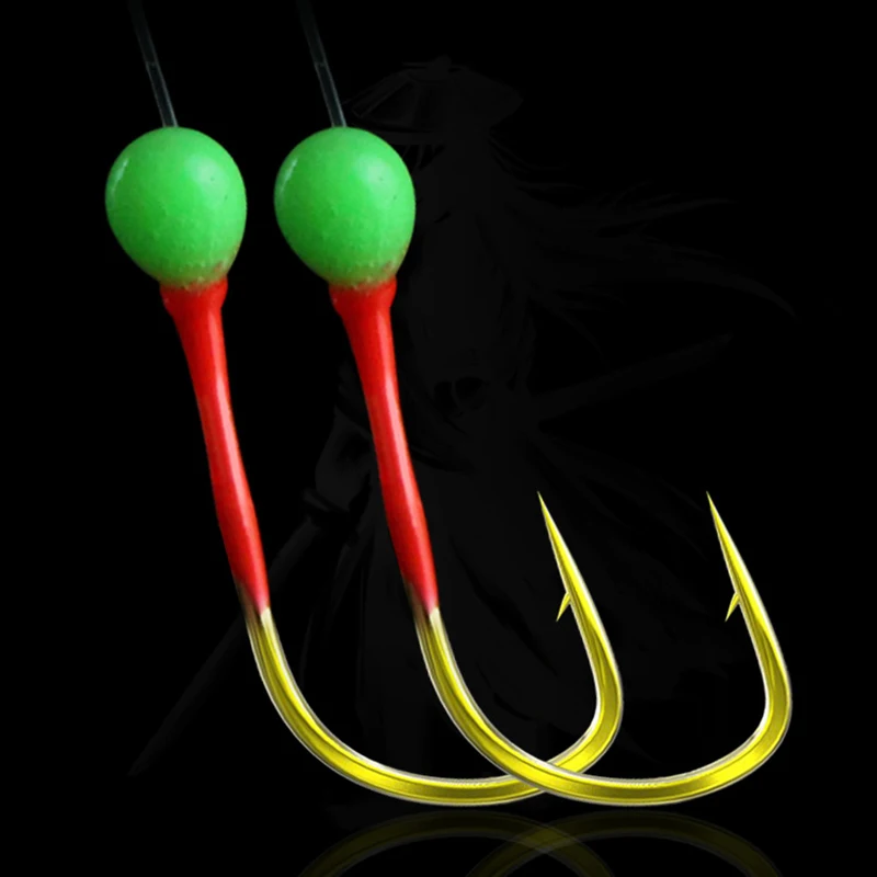 Lote de 2 pares de anzuelos de Seven Star para pesca, gancho largo de acero al carbono, chapado en oro - imagen 3