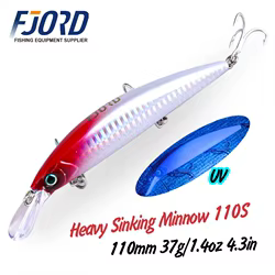 FJORD 110mm 37g pececillo de hundimiento pesado efecto UV de fundición larga láser cebo Artificial duro señuelo de pesca profesional de agua de mar