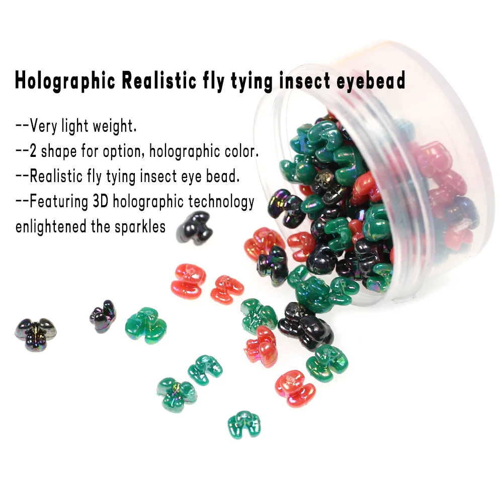 Wifreo, 30 Uds., cuentas de ojo de insecto realistas, atado de moscas de plástico 3D, cabeza de cuentas de mancuerna para moscas domésticas, materiales de atado de moscas de doble dragón - imagen 5