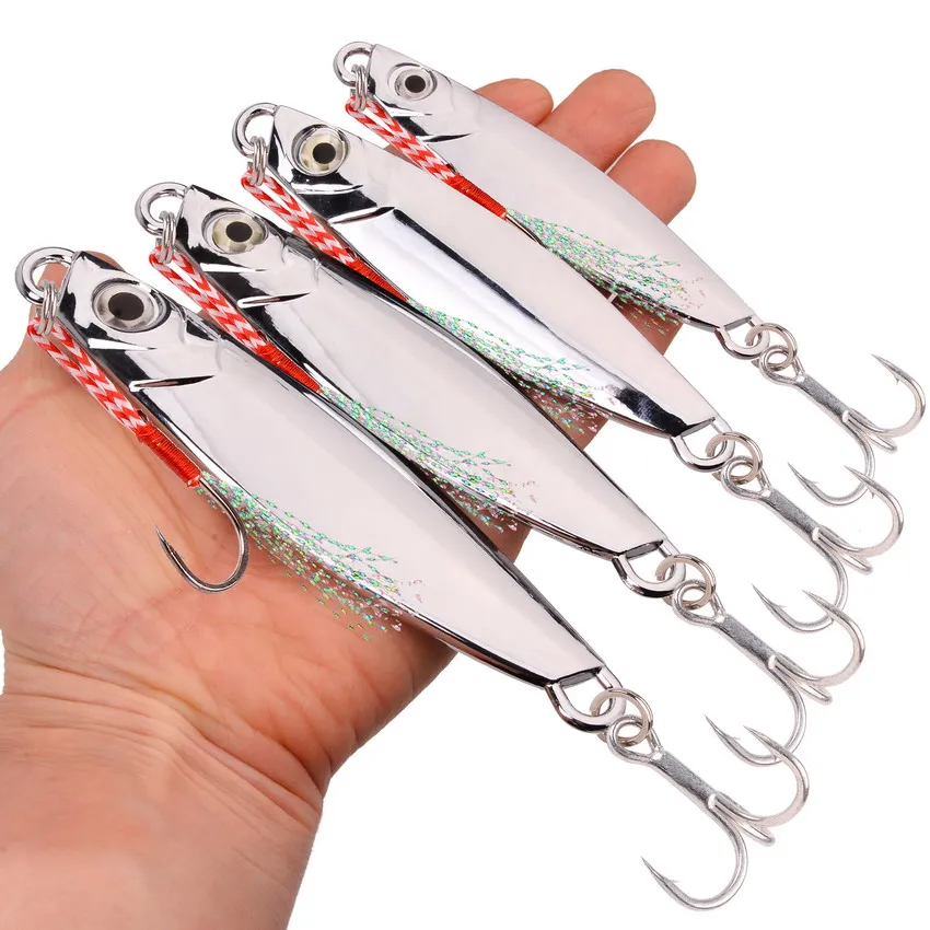 Juego de cebos de Pesca de Mar, 12 piezas, Color plateado, 30g40g60g80g100g, Señuelos de Pesca de fundición a tierra, cebos Jigging, cebos artificiales de lubina Wobbler - imagen 4