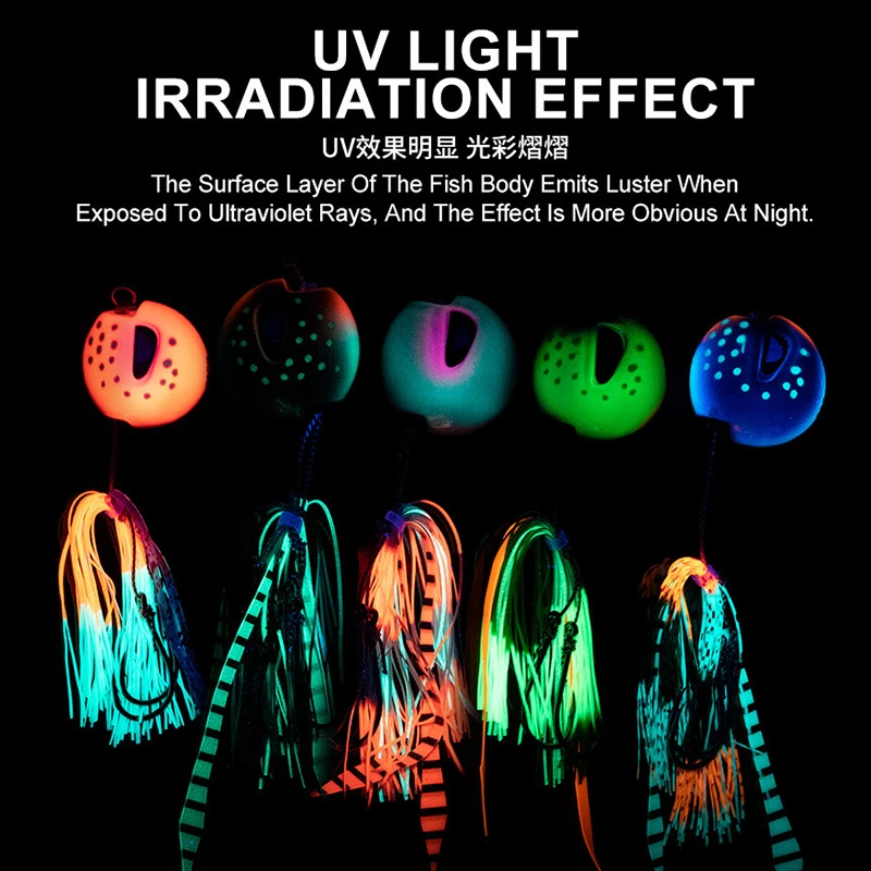 Nuevo Señuelos de pesca de mar, plantillas deslizantes, cebos de atún, pargo de goma Tai, mer, invierno, Jigging, señuelo de pesca con brillo nocturno - imagen 5