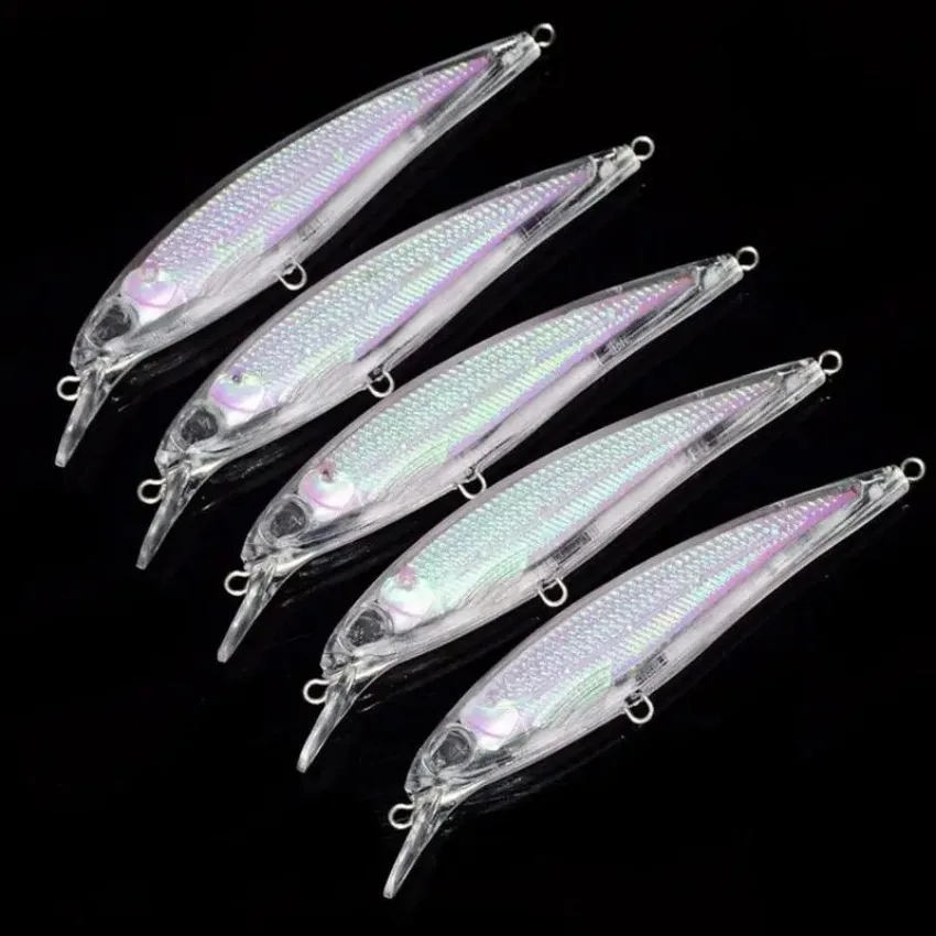 Cebos transparentes de 11,6g y 11,2 cm, cebos duros en blanco 3D sin pintar, cuerpos de Señuelos de Pesca, pececillos Wobbler, 5 uds. - imagen 5