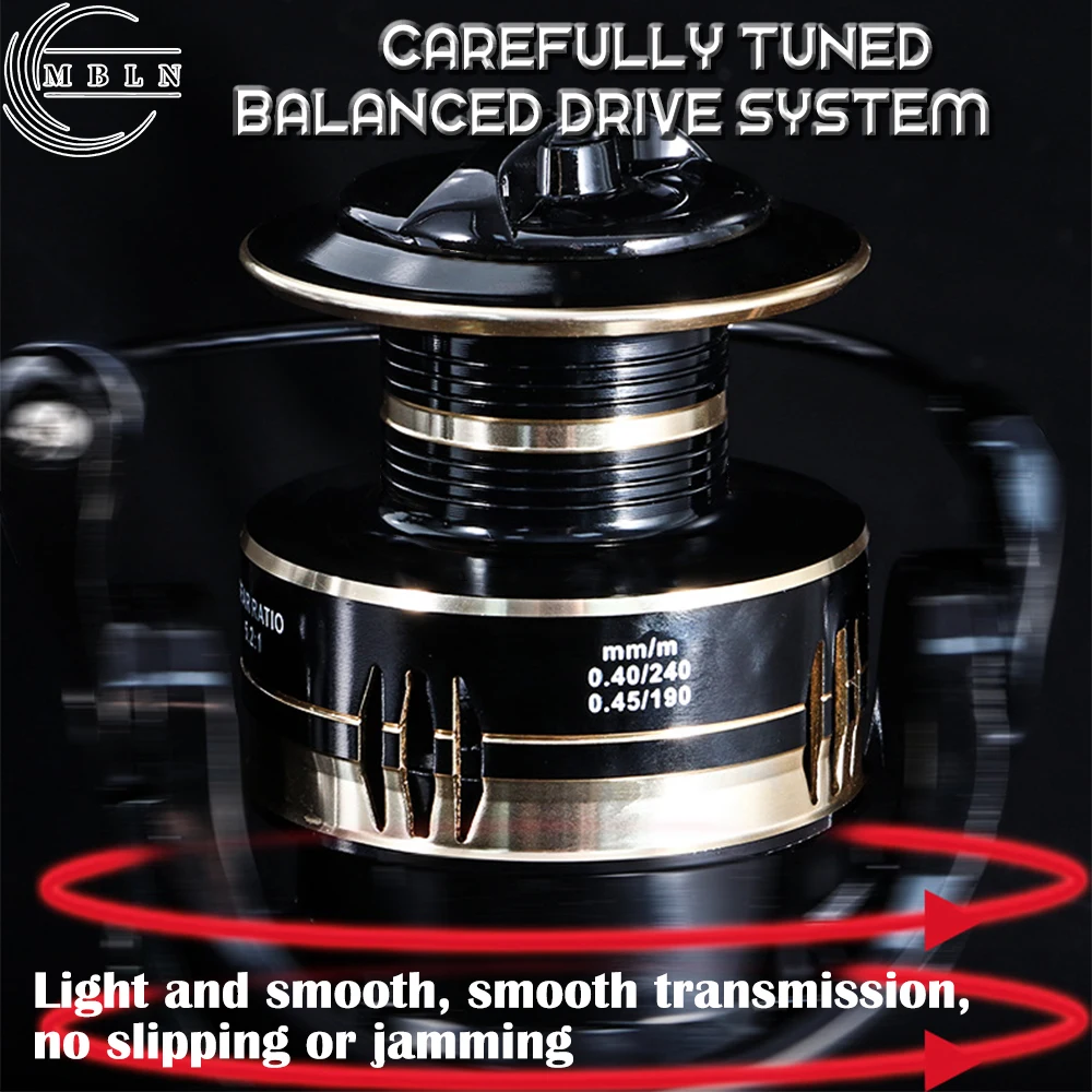 MBLN-carrete de pesca de aleación de aluminio, accesorio con mango de Metal CNC, relación de engranaje 2024: 1, giratorio para carpa, Serie 2000-7000, nuevo, 5,2 - imagen 3