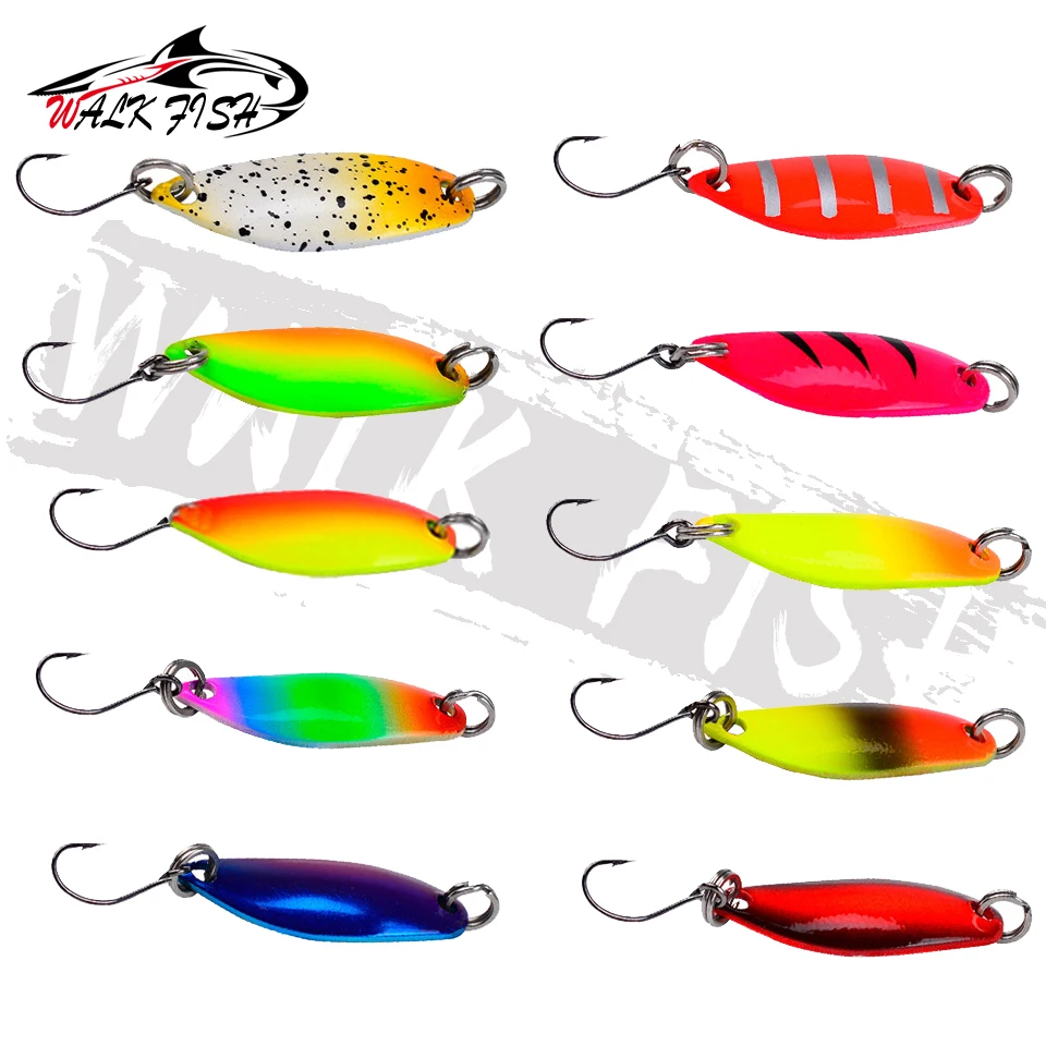 WALK FISH-señuelo de pesca de doble Color, 1 piezas, 2,15g, 3,3g, cuchara de Metal, trucha, lubina, cebo duro, Artificial - imagen 2