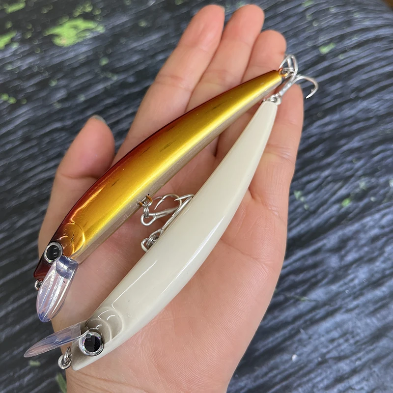 Señuelo de Pesca de pececillo flotante de cristal 3D, 110mm, 14g, Wobblers de agua salada, Jerkbait de curricán para lubina, equipo de Pesca - imagen 5