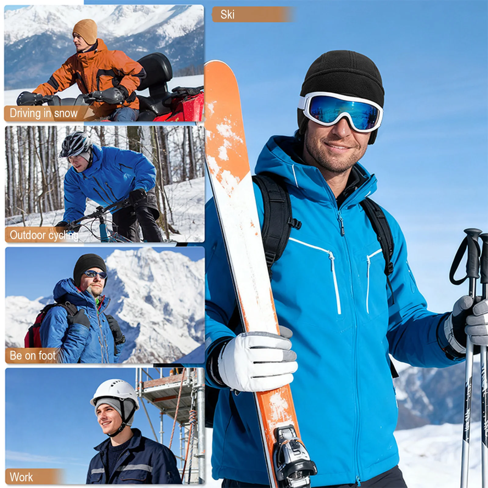 Gorros cálidos de ciclismo para hombres y mujeres, gorro con protección para los oídos de lana suave y cómodo, gorros a prueba de viento para ciclismo, montar, esquiar, pescar