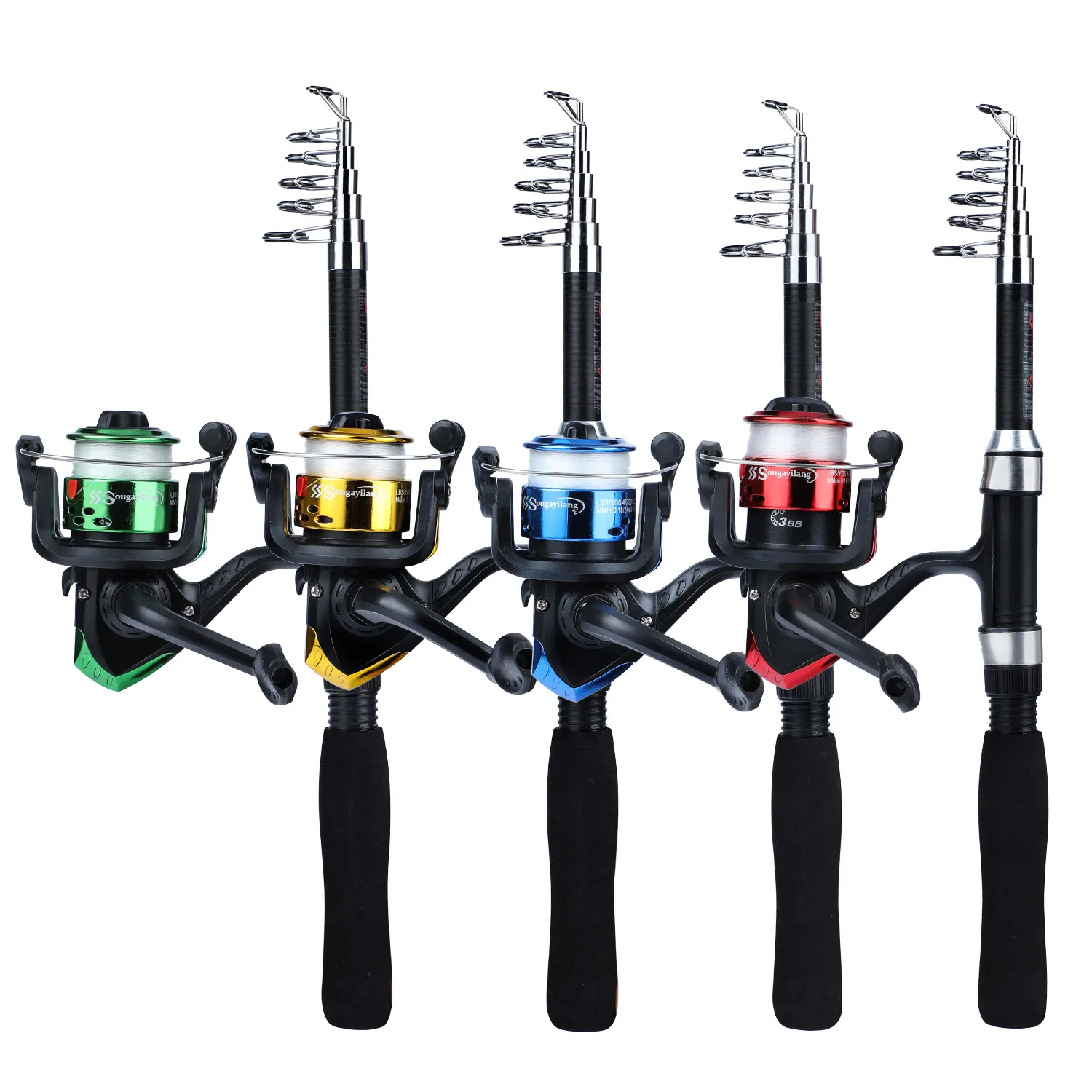 Sougayilang caña de pescar giratoria y carrete Combo 1,6 m caña de pescar portátil con relación de engranaje 5,2: 1 carrete de Pesca Kit completo para Pesca - imagen 2