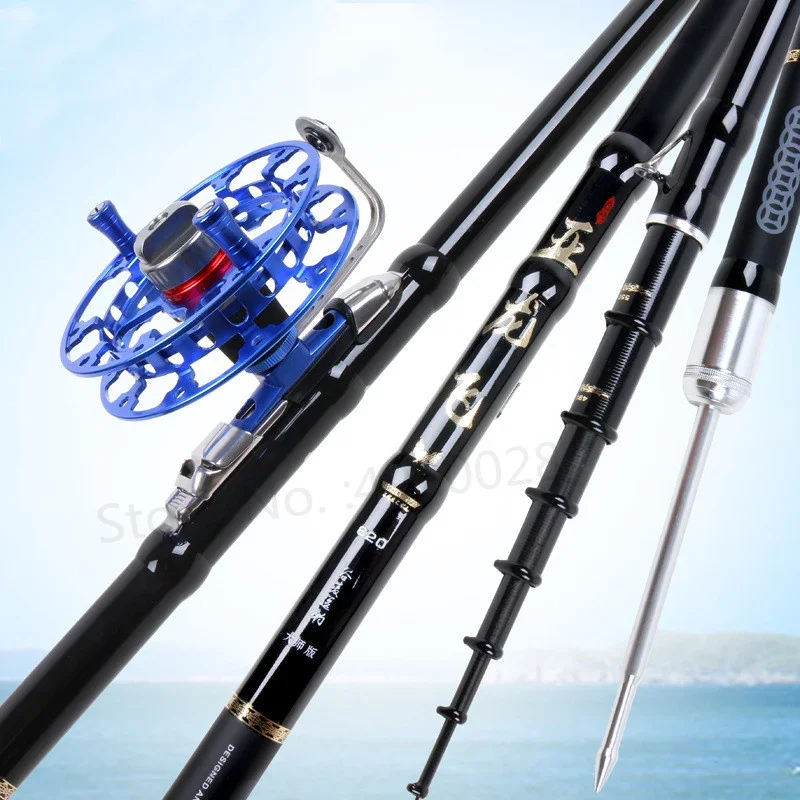 Caña de pescar de carbono retráctil 4,9 m-9m posicionamiento ultraligero y duro 19 caña de pescar ajustable caña de pescar giratoria portátil - imagen 3
