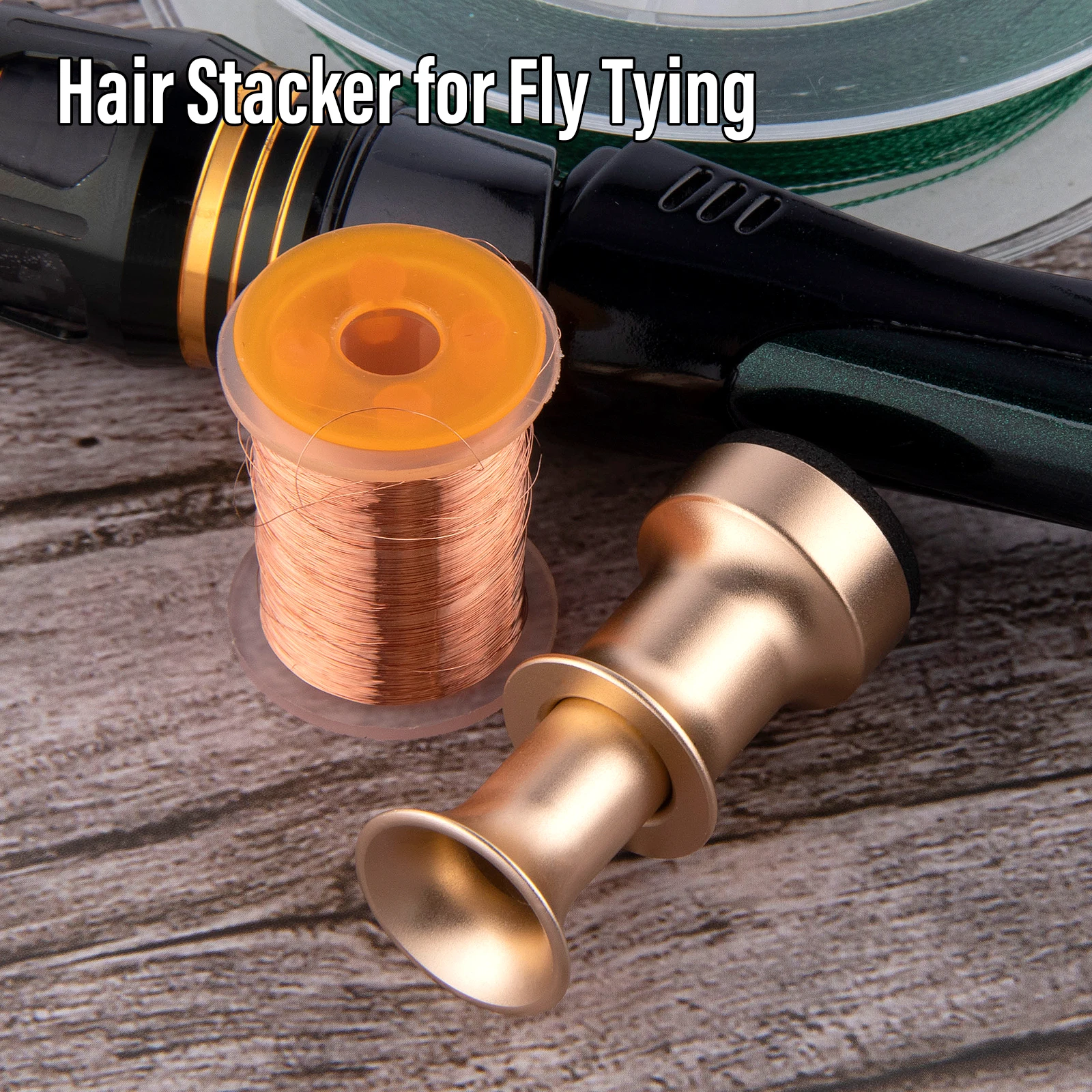 Herramienta para atar moscas de 4,7 cm, apilador de pelo de aleación de aluminio desmontable para atar Streamer seco, estimulador de pelo de ciervo y alce, herramienta de pesca con moscas - imagen 5