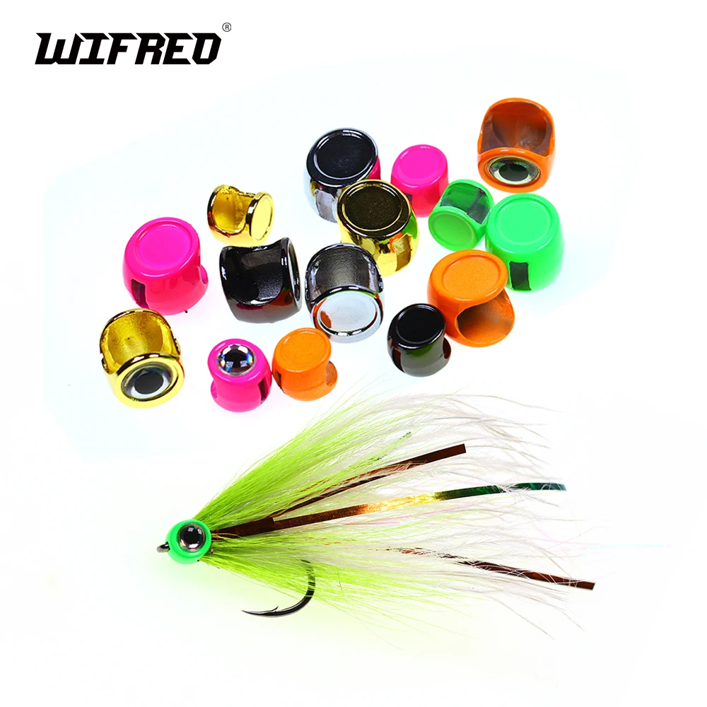 Wifreo-mascarilla de pez de Metal de colores, ojos 3D, Material de atado de pesca con mosca, cabeza de pez ponderada para trucha, lubina, Streamer, moscas de pececillo