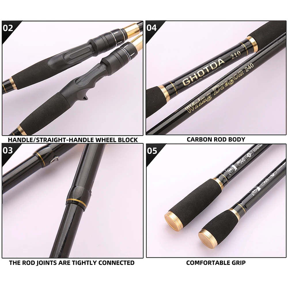 Cañas de pescar telescópicas portátiles, ultraligeras de carbono, Spinning Casting, señuelo, aparejos de pesca, lubina, Jigging de larga distancia, 1,6 M-2,4 M - imagen 4