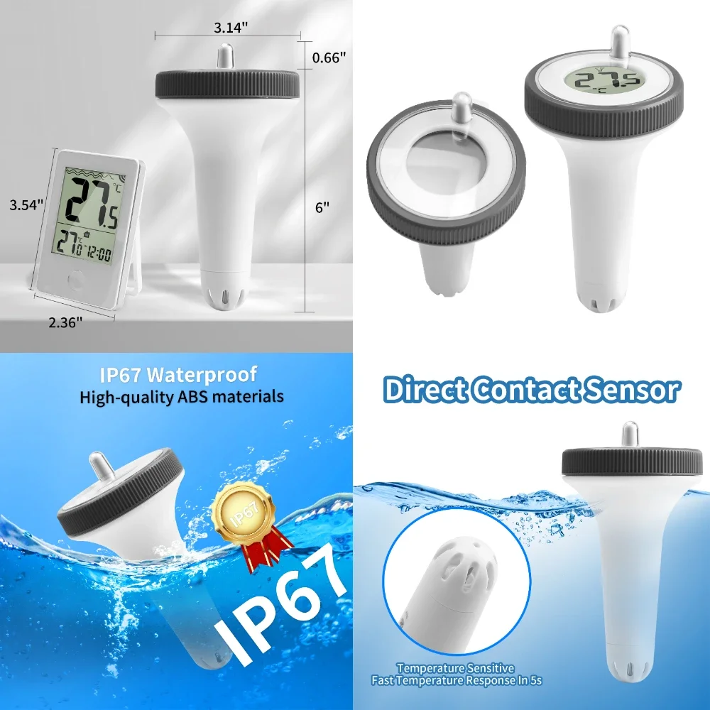 Termómetro Digital para piscina, Monitor de temperatura flotante para exteriores, hogar, baños, acuario - imagen 3