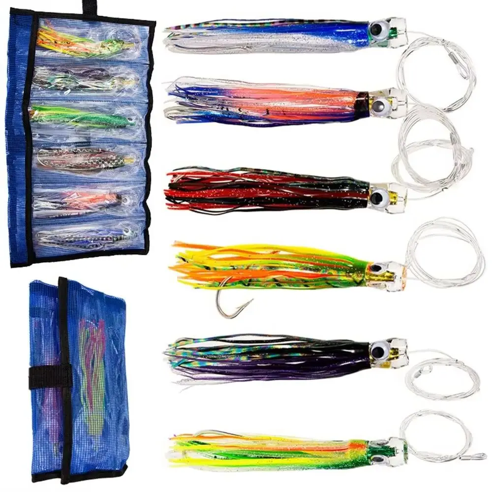 6 unid/bolsa 6 "señuelos de pez espada de pesca en barco señuelos de agua salada para Mahi Marlin Wahoo Billfish gran juego de pesca - imagen 2