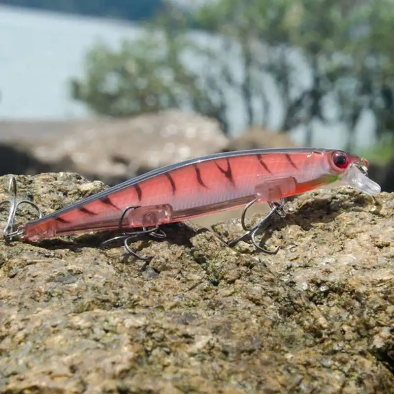1pc Minnow Señuelos de Pesca de larga distancia a 3D los ojos con púas agudas ganchos agudos realista Bionic fishlures para perca de pesca bajo - imagen 3