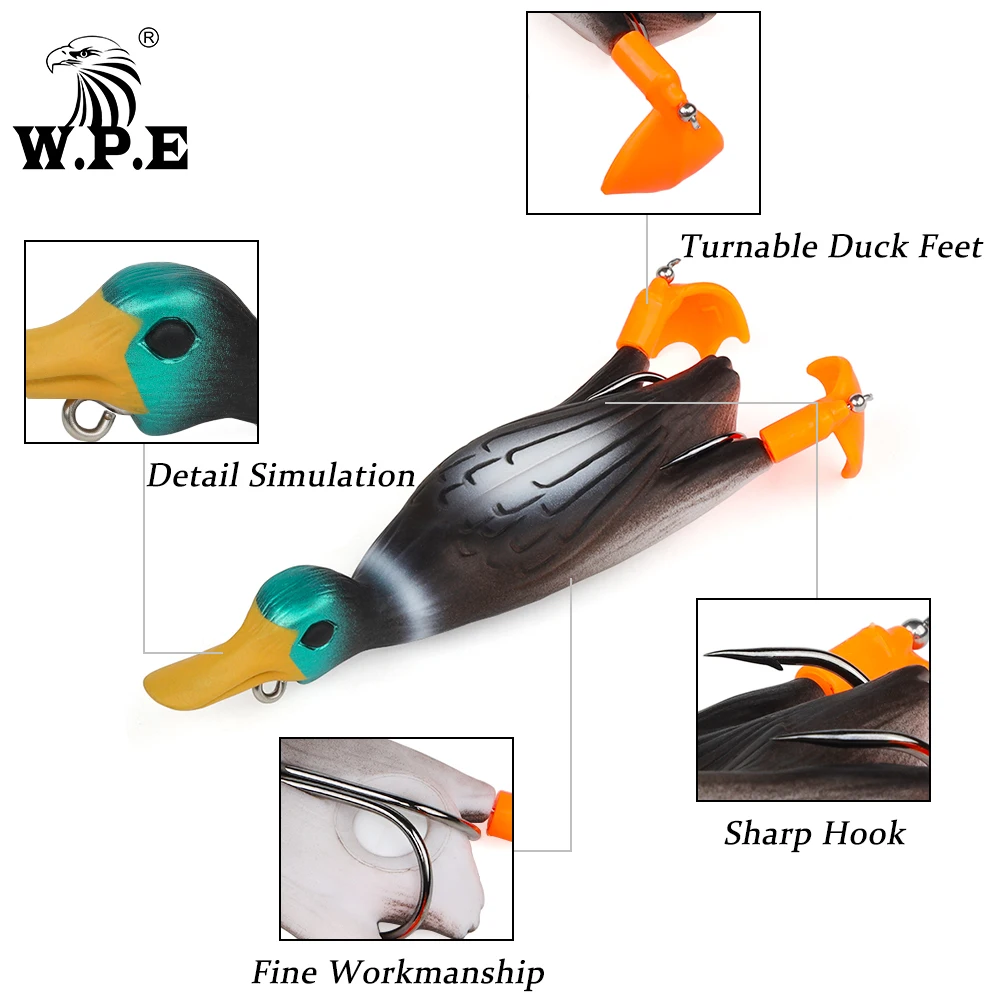 W.P.E-señuelo de pesca de piezas, cebo Artificial flotante de simulación de agua superior de 17g, Plopping y salpicaduras de pies, señuelo de rana, aparejos de pesca, 1 ud. - imagen 4