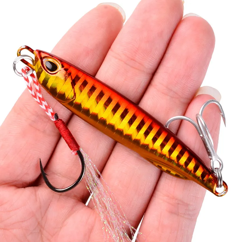 24 Uds plantilla de Metal 40g30g20g Shore Casting Jigging señuelo Shore Casting cuchara agua salada Jack Señuelos de Pesca Set Bit cebo Artificial - imagen 5