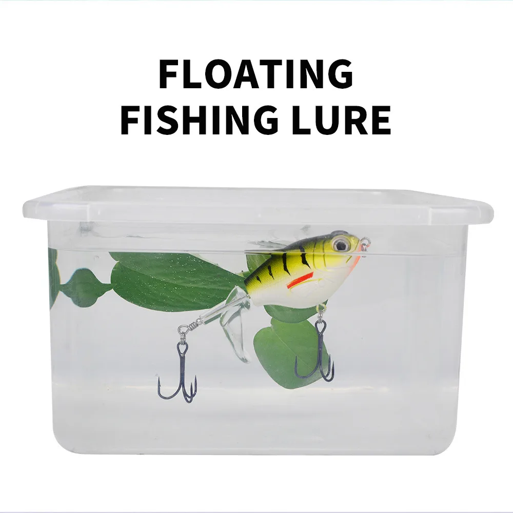 Señuelo de pesca Topwater Popper, cebo duro de plástico Swimbait giratorio de cola suave, Lucio, aparejos de pesca artificiales Whopper Plopper - imagen 4