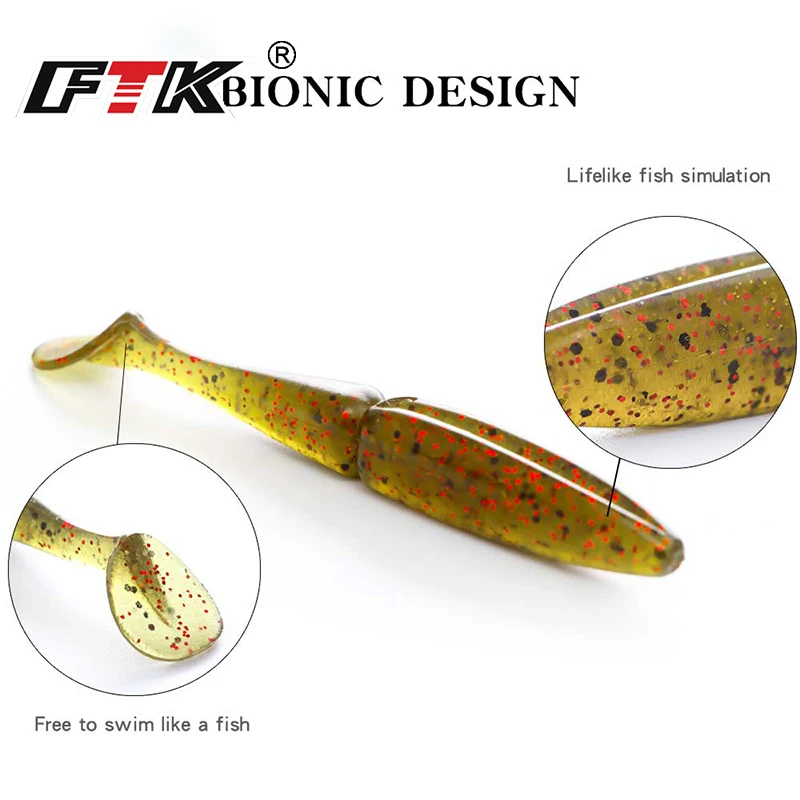 FTK-Señuelos de Pesca artificiales de silicona, cebos blandos de 75mm/100mm, Wobblers, pesca de carpa, lubina y Lucio - imagen 2
