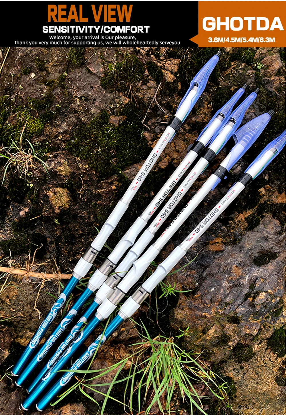 Experimente la mejor caña de pescar con sensibilidad y comodidad de la visión real