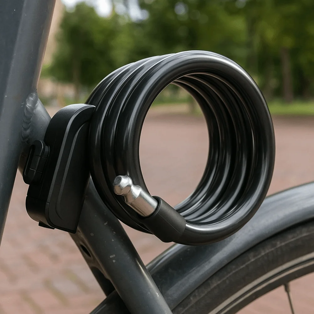 Candado antirrobo de cable acero – Portátil con llaves para bicicleta - imagen 2