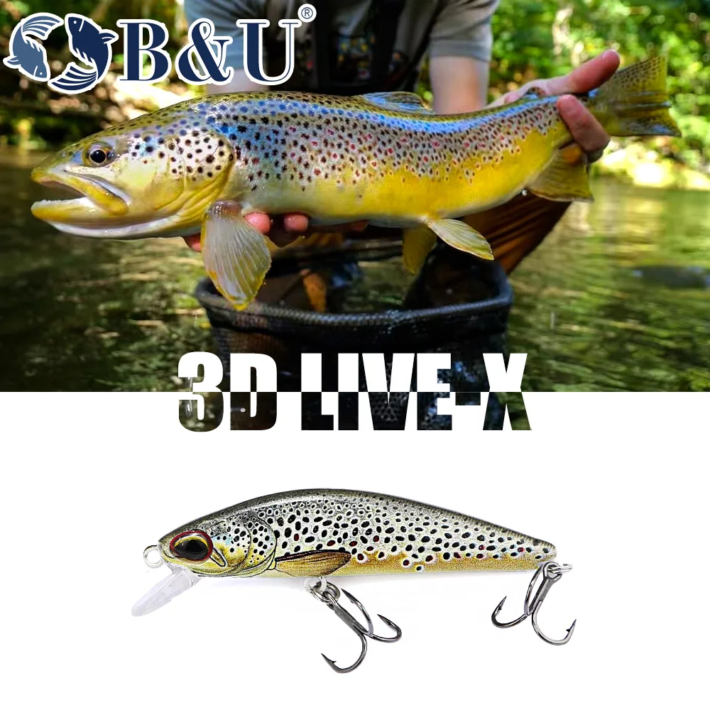 B & U 62mm 8,4g Wobblers de pececillo hundido Señuelos de pesca señuelo de trucha y cebo duro Jerkbait para aparejos de pesca de perca - imagen 5