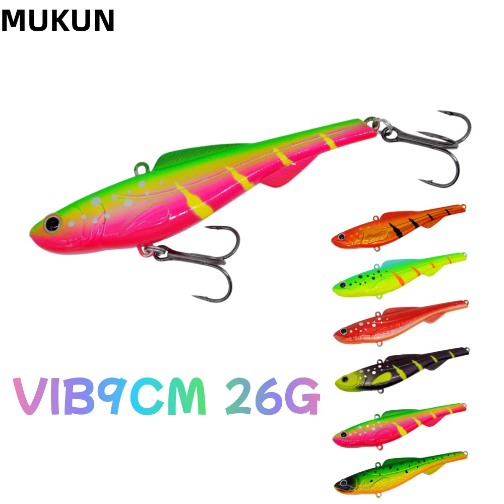 Señuelo de pesca de Metal con vibración MUKUN VIB, hoja giratoria que se hunde, anzuelo Triple, cebo Artificial para agua dulce y salada - imagen 2
