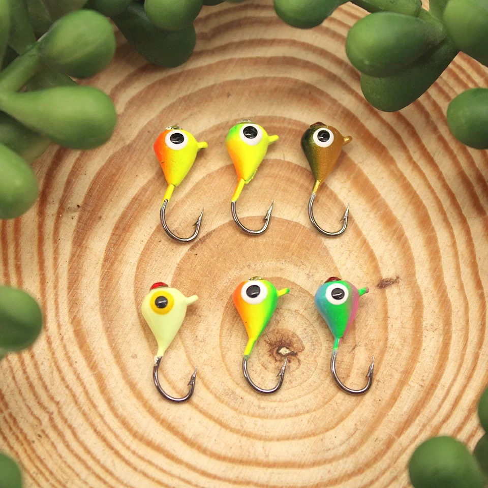 WALK FISH 6 uds/1 Juego 15mm 1,1g 6 colores anzuelo de pesca en hielo anzuelo de plomo señuelo cebo de Metal Mini anzuelo de pesca en hielo desequilibrado cebo biónico - imagen 5