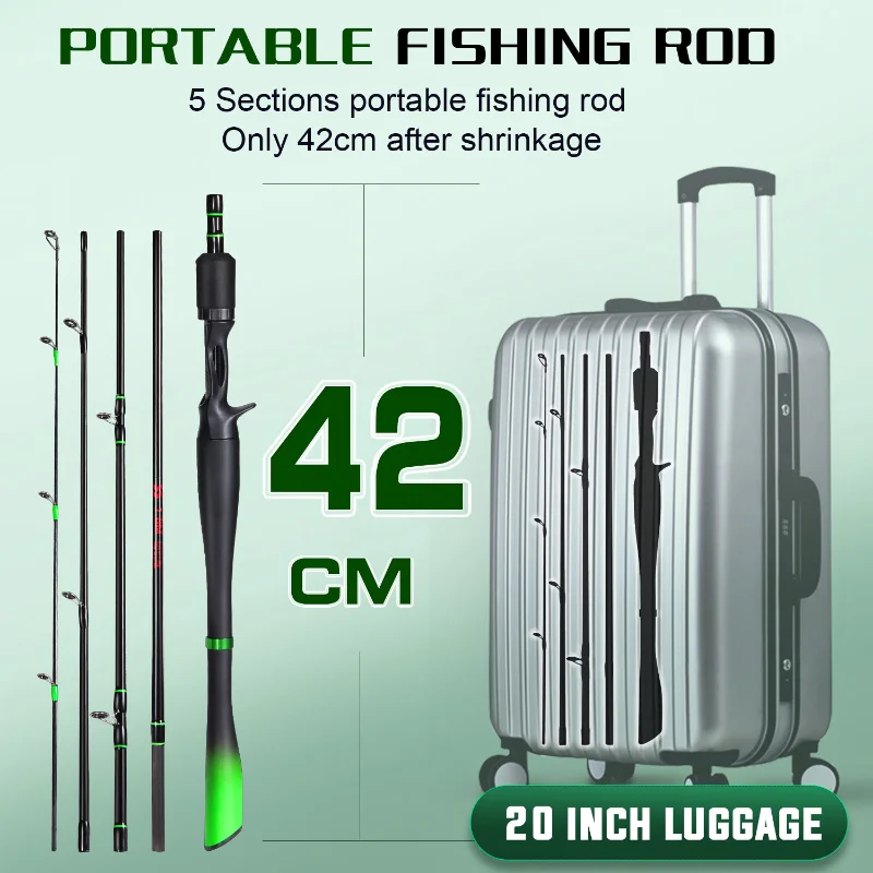 Caña portátil de pesca de viaje en carbono con anillas cerámicas - imagen 4