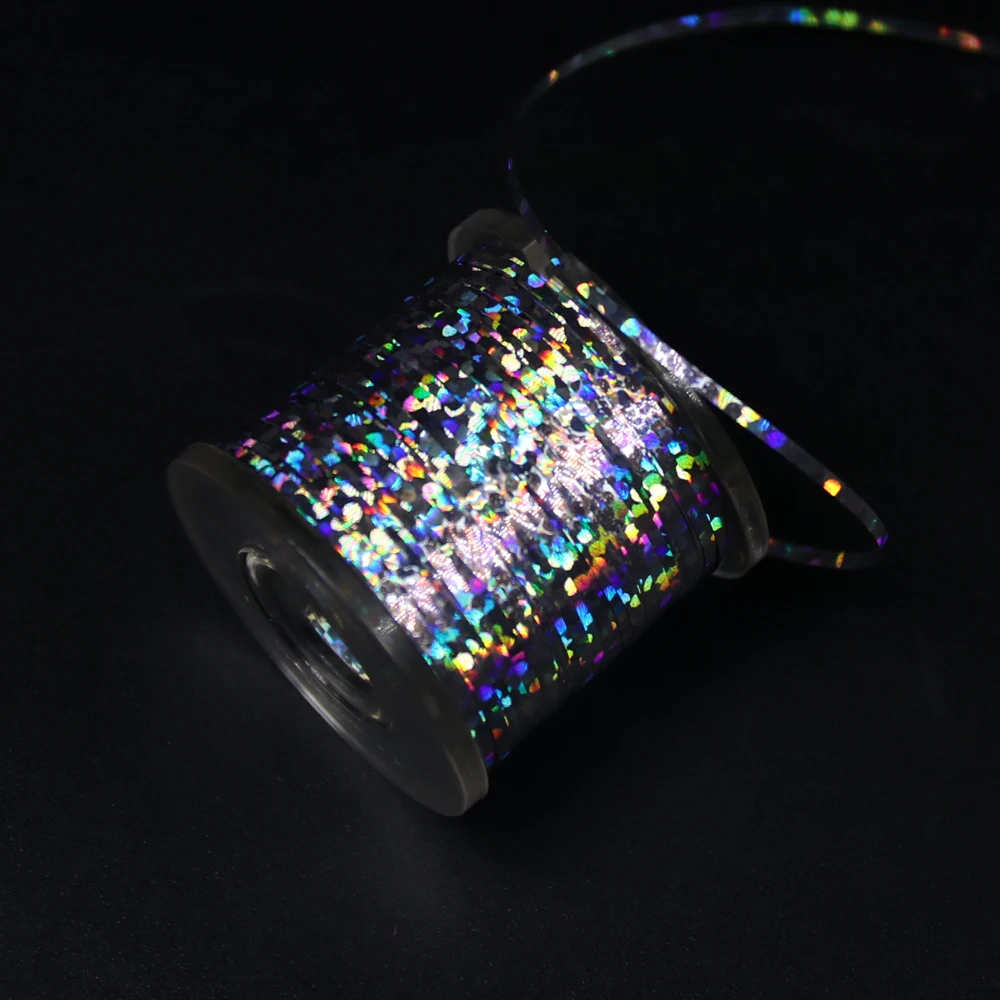 Wifreo, 1 carrete, Material de encuadernación Flash para moscas, cebo de pesca con mosca con brillo, Material brillante dorado, plateado y plateado - imagen 2