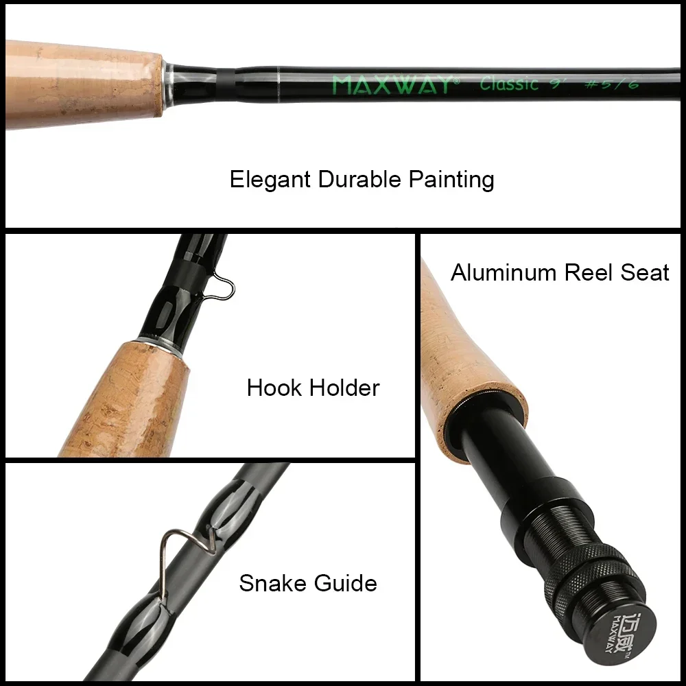 Maxway-Kit de pesca con mosca 3/4 5/6 7/8, caña de pescar ligera de fibra de carbono y carrete combinado con moscas, juego de sedal de pesca con mosca - imagen 3