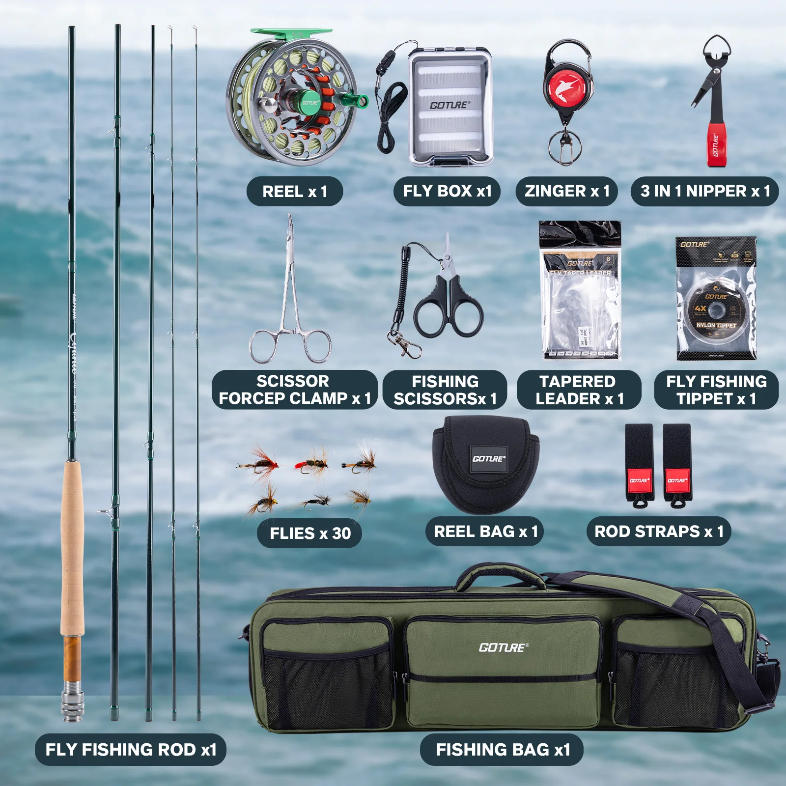 Goture 2,7M 5/6 #   Juego combinado de caña de pescar y carrete, moscas atadas a mano, carretes preenidos con bolsa, Pesca con mosca de perca adecuada para Pesca - imagen 2