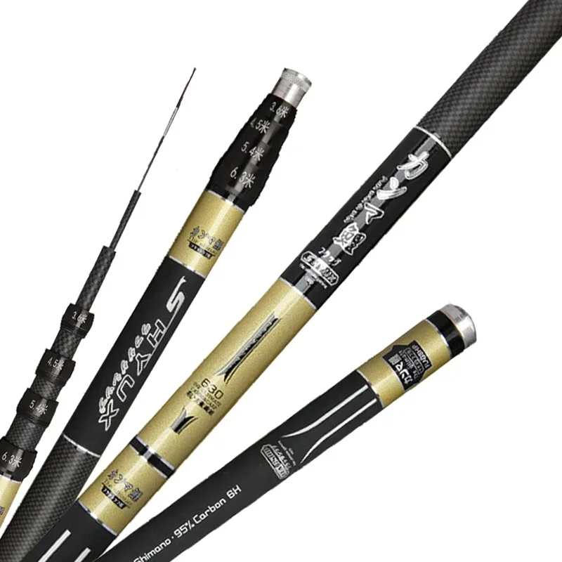 Caña de pescar telescópica de fibra de carbono dura, larga, súper ligera, con ajuste de posición, 5,4 M/6,3 M/7,2 M - imagen 2