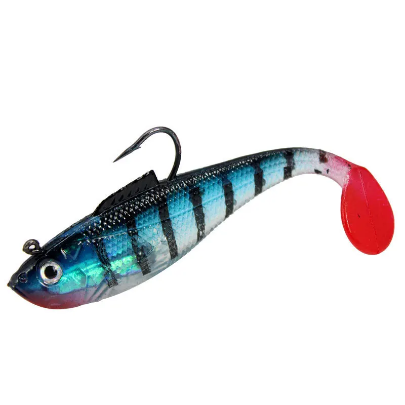 ALASICKA 5/8, 5/11,5 CM cabeza cebo suave cola en T Wobbler señuelo de Pesca carpa lubina cebo de goma Artificial Swimbait aparejos de Pesca - imagen 4