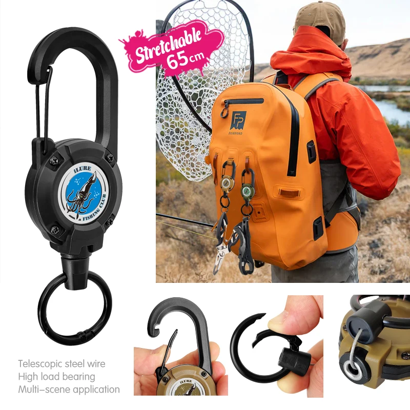Nuevo aparejo de pesca portátil con hebilla retráctil, mosquetón, cuerda de alambre de acero, herramienta antipérdida para exteriores, accesorios para agua dulce y salada - imagen 5