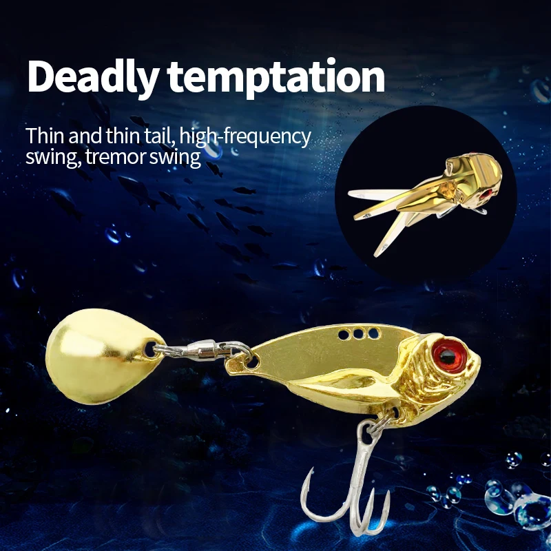 Señuelos de pesca VIB, cuchara giratoria con purpurina, equipo de pesca de Metal Artificial duro para pesca con caña, 10g, 15g, 2 uds. - imagen 3
