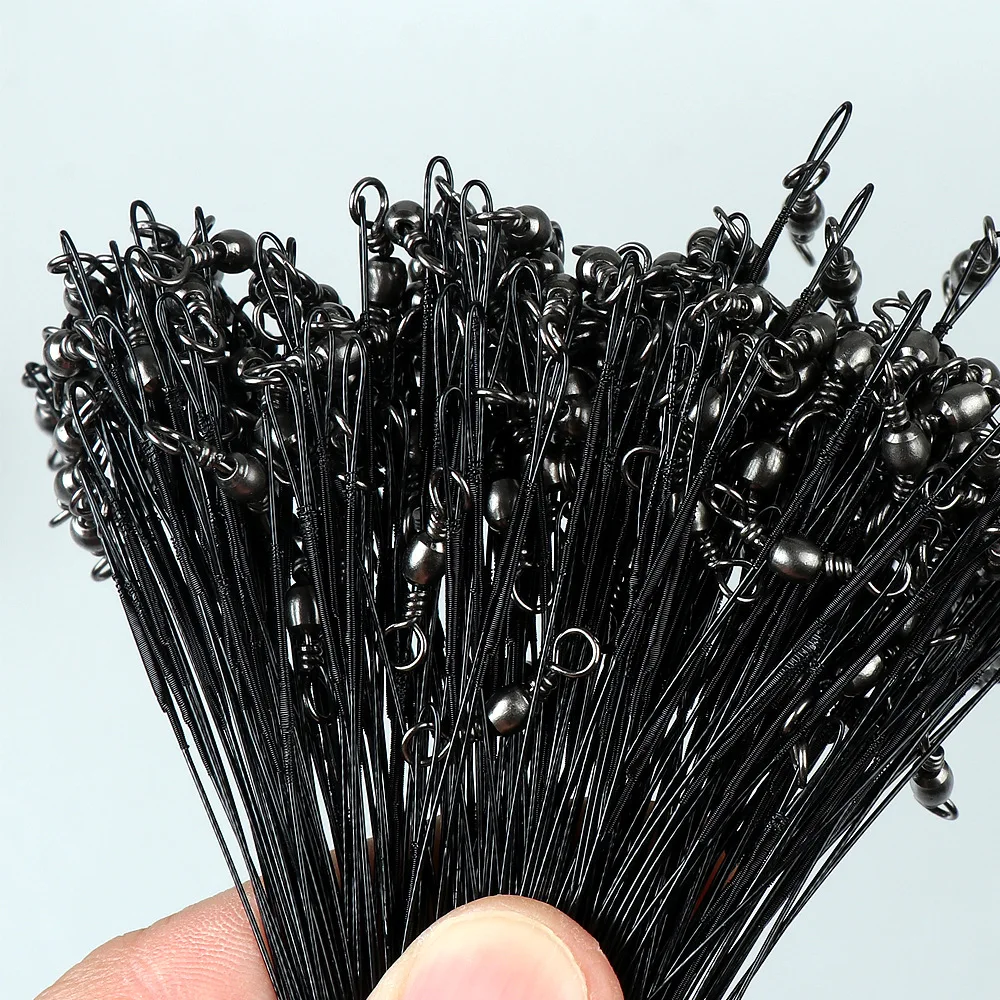 STBT 20 piezas hilo de pescar de acero antimordida líder de alambre de acero con accesorio de pesca giratorio correa de núcleo de plomo alambre de pesca 15CM-30CM - imagen 5