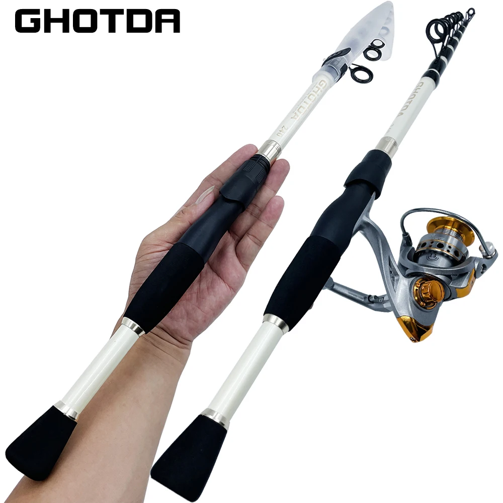 GHOTDA 1.6-2.4m 탄소 섬유 텔레스코픽 루어 낚싯대 및 릴 콤보 최고 품질 캐스팅 낚시대 스피닝 릴 세트 Pesca - imagen 2
